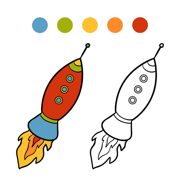 Coloring book, Spaceship - Vector, Image