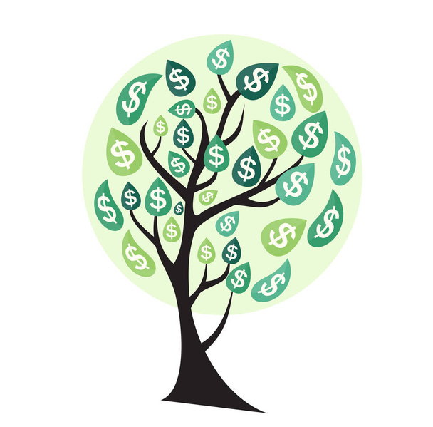 Δέντρο χρήματα, εξάρτηση της έννοιας επίπεδη οικονομική ανάπτυξη. - Διάνυσμα, εικόνα