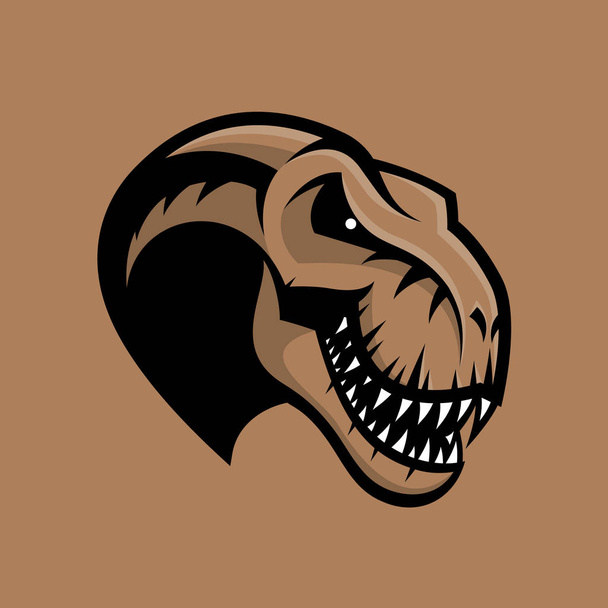 Dinosaur head sport club vector logo concept isolated on brown background. - Vecteur, image