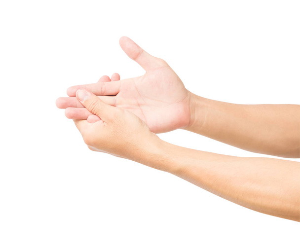 Mann Hand mit Schmerz isoliert auf weißem Hintergrund mit Clipping Pfad, Gesundheitsfürsorge und medizinisches Konzept  - Foto, Bild