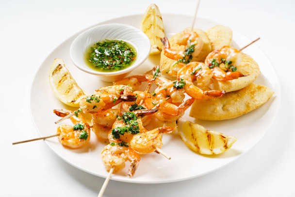 Fresh shrimp kebabs - Photo, image