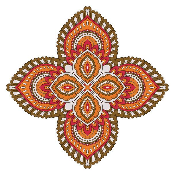 Colored decoration in mandala form. Mehndi style. Decorative pattern in oriental style. Eastern ethnic pattern. - Vector, imagen