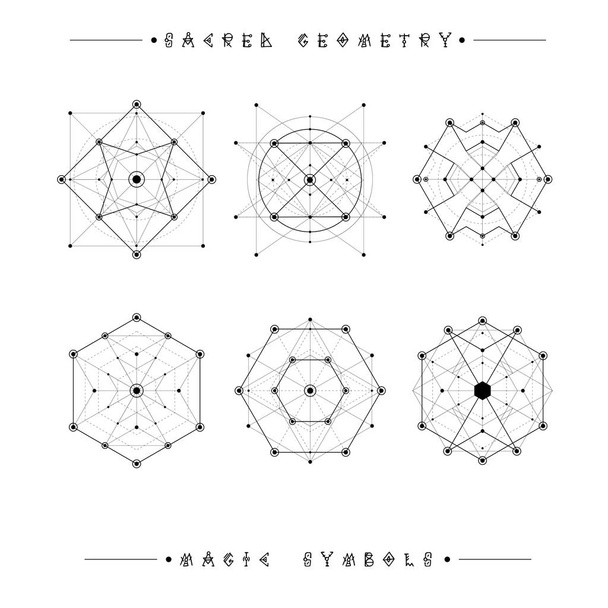 Sacred geometry signs. Set of symbols and elements. Alchemy, religion, philosophy, spirituality, hipster symbols and elements. geometric shapes - Vector, Image