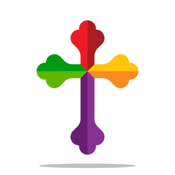 cruz colorida em estilo de design plano
 - Vetor, Imagem