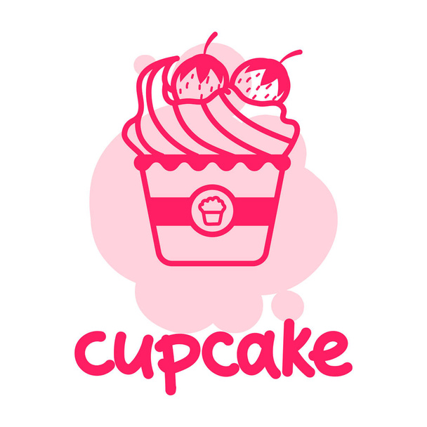 Simple cupcake color draw. - Vector, Imagen