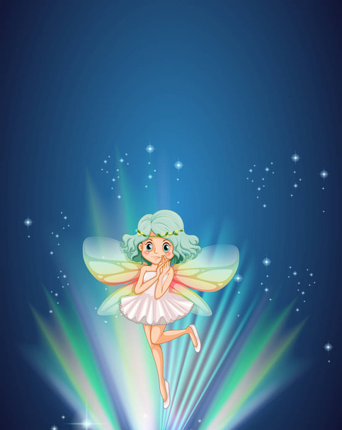 Cute fairy flying at night - Vector, Image