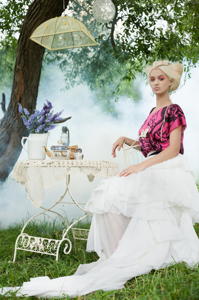 Portrait of romantic woman in fairy forest - Valokuva, kuva