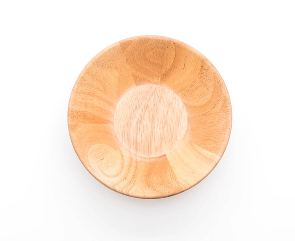wood bowl on white - 写真・画像