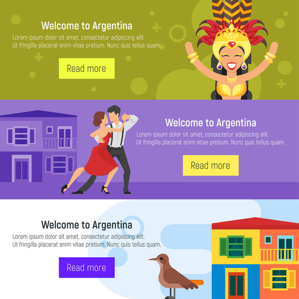 Welkom bij Argentinië sjabloon voor webbanner of poster voor toeristische. - Vector, afbeelding