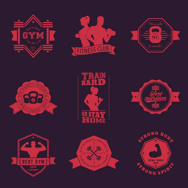 Fitness, logos vintage gym, emblèmes
 - Vecteur, image