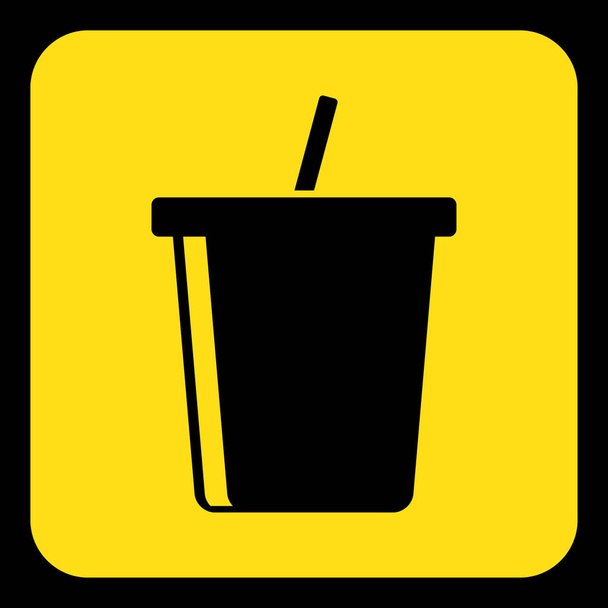 signo amarillo, negro - bebida fría con icono de paja
 - Vector, imagen