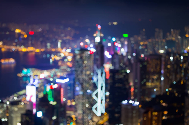 Hong Kong business downtown blurred bokeh light - Photo, Image