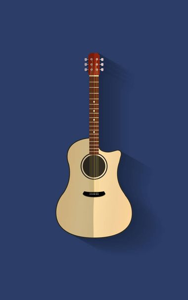 Akustikgitarre auf blauem Hintergrund - Vektor, Bild