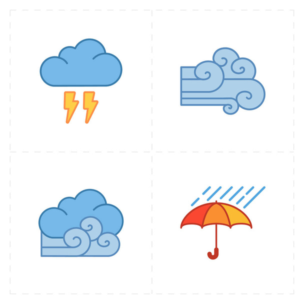 cuatro planos iconos meteorológicos modernos
  - Vector, Imagen