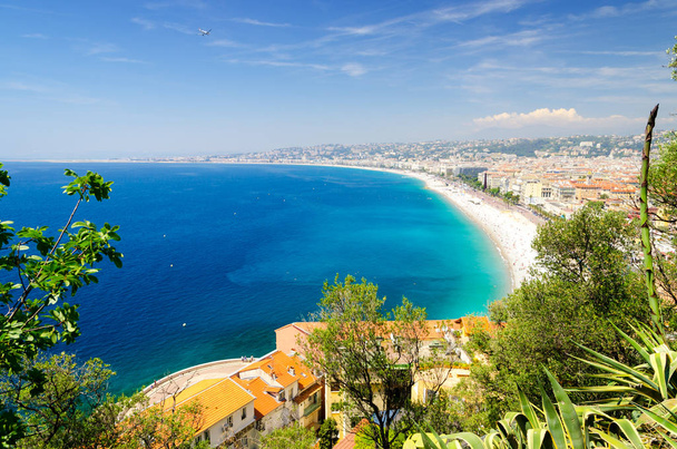 Panoramic view of the sea coast in Nice in South France - Photo, Image