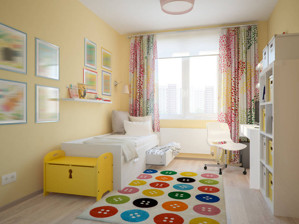 Modern Urban Contemporary Scandinavian Children Room - Foto, Imagen
