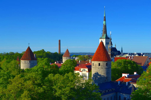 Oude binnenstad van Tallinn weergave. Estland - Foto, afbeelding