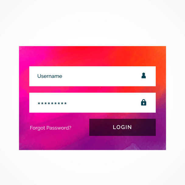 bright pink login form template design - Vektör, Görsel