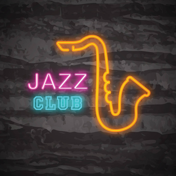 logotipo do neon clube de jazz
 - Vetor, Imagem