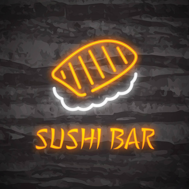 sushi neon logo - Vetor, Imagem