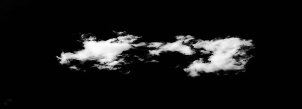 Conjunto de nubes aisladas sobre fondo negro. Elementos de diseño. Nubes blancas aisladas. Recorte de nubes extraídas
 - Foto, Imagen