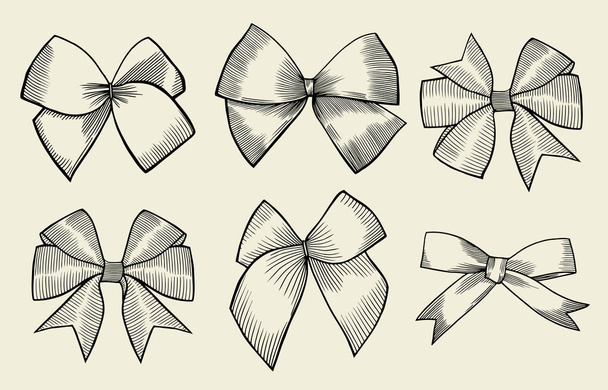 Vintage ribbon bows - Vector, Image