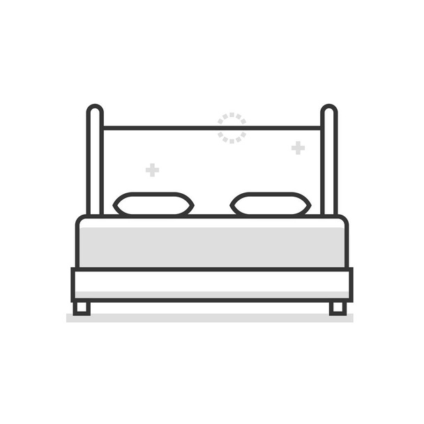 Kleur vak twin bed pictogram - Vector, afbeelding