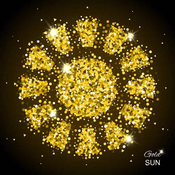 Sol brilhante dourado
 - Vetor, Imagem