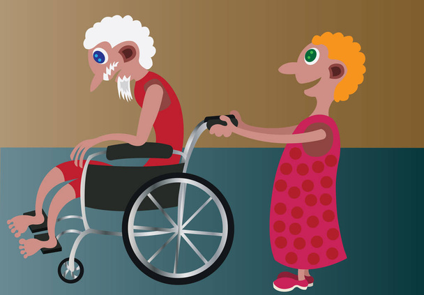 on the wheelchair - Vector, Image