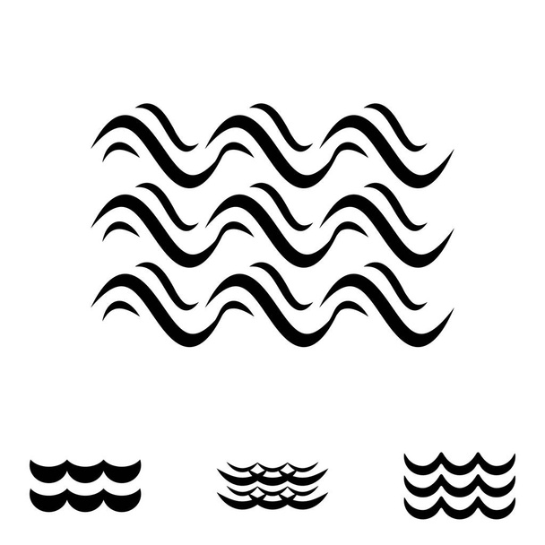 Волна черно-белые значки - Вектор,изображение