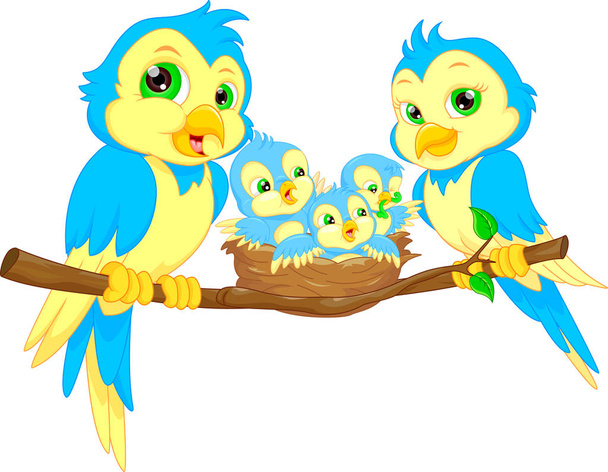 Blue birds family - Vector, Image