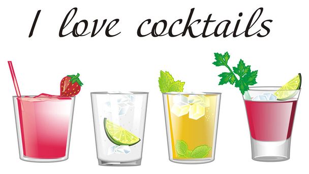 four colored cocktails - Foto, Imagen