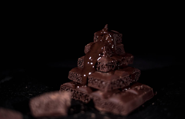 Stack of black pore chocolate  - Foto, Imagem