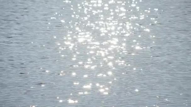 Sun path on light blue water with golden sunny bokeh circles - Footage, Video