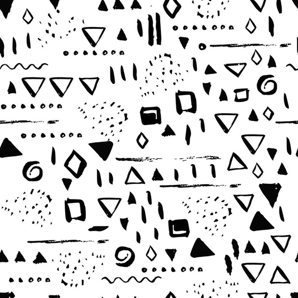 Geometrische naadloze patroon met lijnen en rechthoeken. Minimale Scandinavische moderne vector achtergrond voor stof, papier, wenskaarten. - Vector, afbeelding