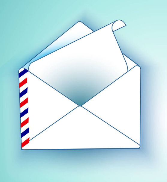 An envelope with a letter on a light background. Vector mailing envelope with the sent - Vector, Image