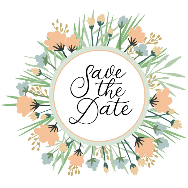 Save the date card. Wedding phrase. Modern brush calligraphy. - Vektor, Bild