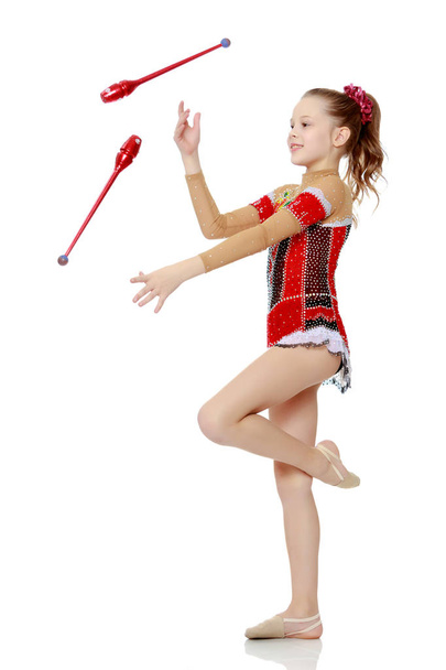 Gymnast performs exercises with a Mace. - Photo, Image