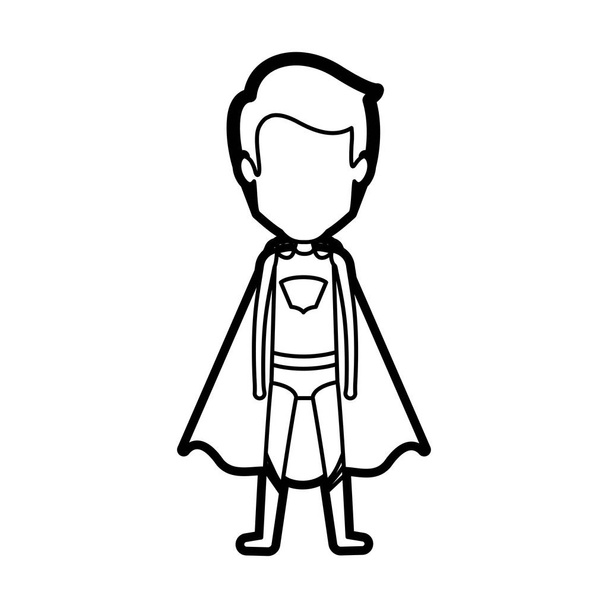 monochrome thick contour of standing faceless male superhero - Vector, Image