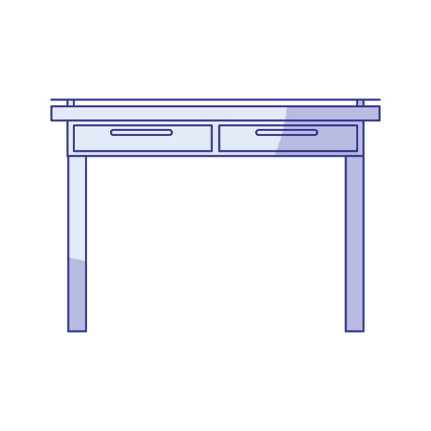 sylwetka niebieskie cieniowanie proste drewniane biurko do domu - Wektor, obraz