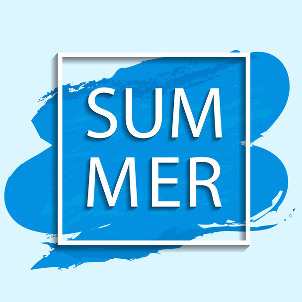 ilustração de verão de moldura branca no fundo azul
 - Vetor, Imagem