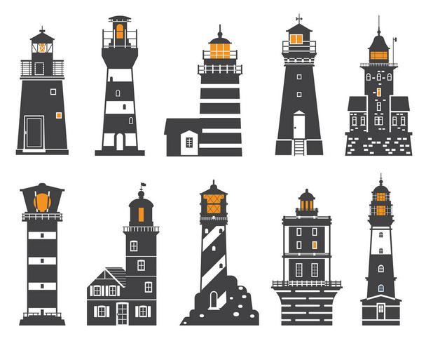 Lighthouses and Searchlights Icons - Vektor, Bild