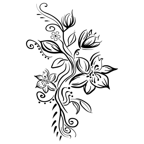 Vector stylized sketch flowers isolated - Vektör, Görsel