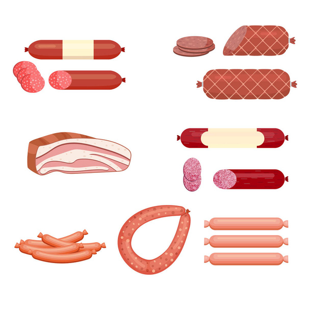 Set of sausage. - Vector, Image