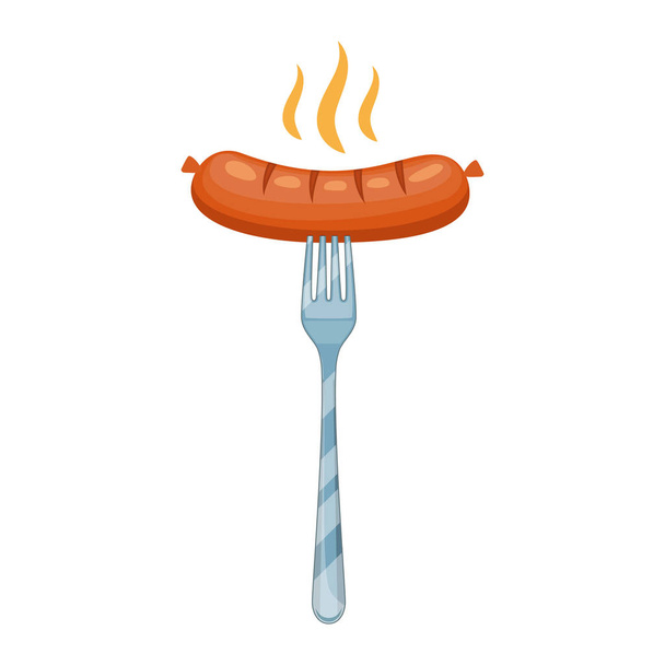 Saucisse sur une icône de fourchette
 - Vecteur, image