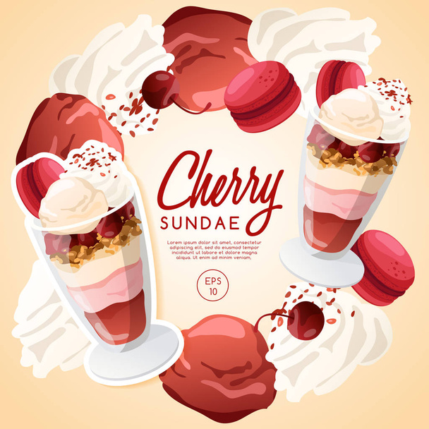 Ice Cream Sundae  : Vector Illustration - Vektor, obrázek