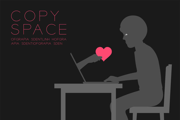 Internet cyber adam sohbet aşk sevgi uzun mesafe karanlık sürümleri - Vektör, Görsel