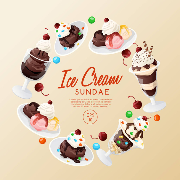 Ice Cream Sundae  : Vector Illustration - Vektor, obrázek