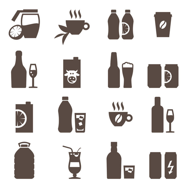 beverages icon set. various drinks sign. - Vector, Image
