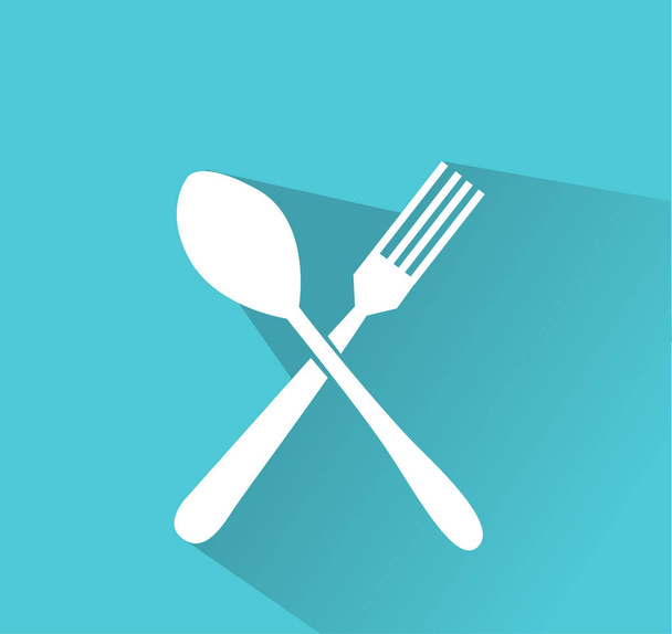 crossed fork and spoon vector icon - Вектор,изображение